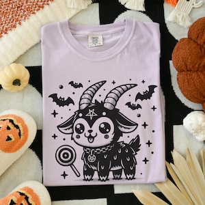 Baphomet Halloween Shirt, Pastel Goth Clothing, Unisex Halloween Gothic Clothes, Creepy Cute Spooky Season Shirt, Comfort Colors Graphic Tee