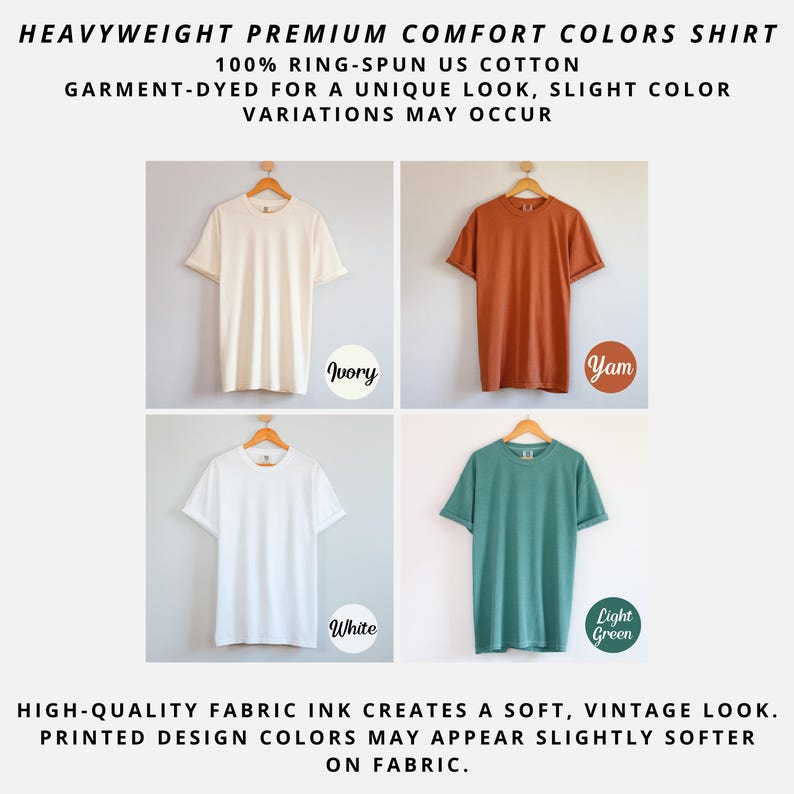 T-shirts in four colors ivory, yam, white, light green