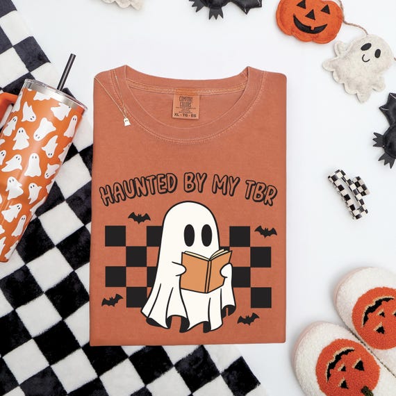 Haunted By My TBR Halloween Book Shirt, Book Lover Gift, Comfort Colors Book Lover Shirt, Bookish Gifts for Readers, Halloween Reading Shirt