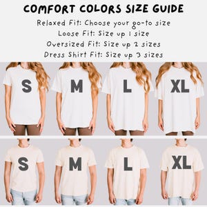 Comfort Colors t-shirt size guide