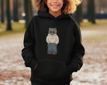 Grumpy Cat Hoodie for Kids: Cosy, Soft and Comfy, Birthday Gift for Boys and Girls - Cat Lover's present, screen print, cat kids hoodie