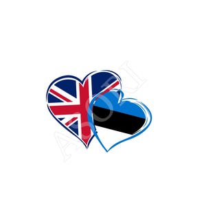High Quality Digital Art PNG - Estonian-British Hearts, Estonians Living In The UK, Personal Use - Digital Download