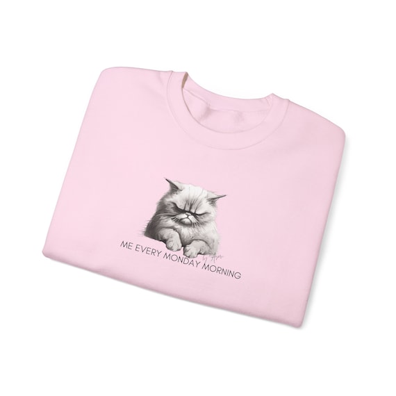 Grumpy Cat Jumper me Every Monday Morning Funny Monday Mood Sweatshirt With Cat Illustration Monday Mood Top Gift for Cat Lovers Etsy