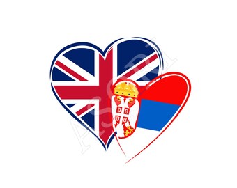 High Quality Digital Art PNG - Serbian-British Hearts, Serbians Living In The UK, Personal Use - Digital Download