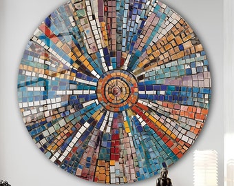 Tempered Glass Wall Art-Stained Round Wall Art Gift-Circle Wall Art-Tempered Glass Art-Glass Wall Decor-Abstract Glass Art-Round Wall Decor