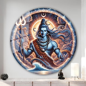 Tempered Glass Wall Art | Hindu God Shiva Wall Art | Hindu Home Decor | Abstract Wall Decor | Housewarming Gifts | Home Decor | Gift For Her