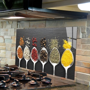 Tempered Glass Stove Backsplash, Kitchen Backsplash Tile, Chopping Board, Noodle Board, Kitchen Decor, Stove Back Cover, Stove Top Cover