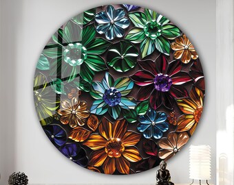 Tempered Glass Wall Art-Stained Round Wall Art Gift-Circle Wall Art-Tempered Glass Art-Glass Wall Decor-Abstract Glass Art-Round Wall Decor