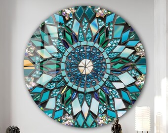 Tempered Glass Wall Art-Stained Round Wall Art Gift-Circle Wall Art-Tempered Glass Art-Glass Wall Decor-Abstract Glass Art-Round Wall Decor