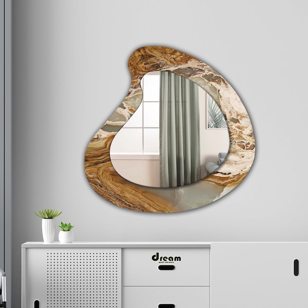 Asymmetrical Mirror, Irregular Mirror, Mirror Wall Decor on Tempered Glass, Entryway Hallway Mirror, Mirror for Bathroom, Luxury Home Decor