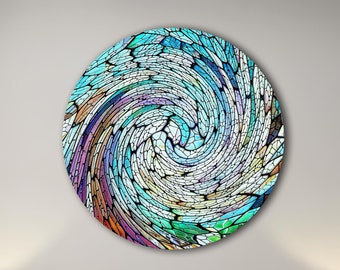 Tempered Glass Wall Art-Stained Round Wall Art Gift-Circle Wall Art-Tempered Glass Art-Glass Wall Decor-Abstract Glass Art-Round Wall Decor