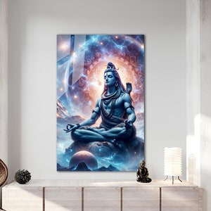Tempered Glass Wall Art | Hindu God Shiva Wall Art | Hindu Home Decor | Abstract Wall Decor | Housewarming Gifts | Home Decor | Gift For Her