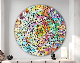 Tempered Glass Wall Art-Stained Round Wall Art Gift-Circle Wall Art-Tempered Glass Art-Glass Wall Decor-Abstract Glass Art-Round Wall Decor