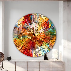 Tempered Glass Wall Art-Stained Round Wall Art Gift-Circle Wall Art-Tempered Glass Art-Glass Wall Decor-Abstract Glass Art-Round Wall Decor