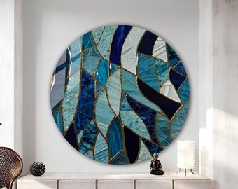 Tempered Glass Wall Art-Stained Round Wall Art Gift-Circle Wall Art-Tempered Glass Art-Glass Wall Decor-Abstract Glass Art-Round Wall Decor