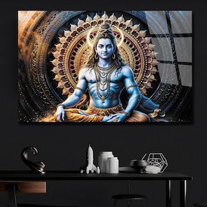 Tempered Glass Wall Art | Hindu God Shiva Wall Art | Hindu Home Decor | Abstract Wall Decor | Housewarming Gifts | Home Decor | Gift For Her