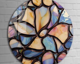 Tempered Glass Wall Art-Stained Round Wall Art Gift-Circle Wall Art-Tempered Glass Art-Glass Wall Decor-Abstract Glass Art-Round Wall Decor