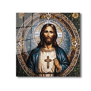 Jesus Tempered Glass Wall Art, Christ Wall Art, Jesus of Nazareth, Stained Glass Art, Glass Printing Wall Art Decor, Religious Wall Art Gift