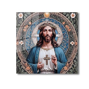 Jesus Tempered Glass Wall Art, Christ Wall Art, Jesus of Nazareth, Stained Glass Art, Glass Printing Wall Art Decor, Religious Wall Art Gift