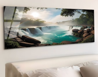 Waterfall Wall Art, Tempered Glass Wall Art, Glass Printing, Large Glass Wall Art, Modern Glass Art, Wall Hangings, Landscape Wall Art