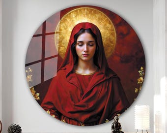 Tempered Glass Wall Art-Virgin Mary Wall Art-Cross decor-Glass Printing Art-Christ Wall Art-Wall Hangings-Tempered Glass Art-Christian Decor