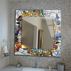 Round Mirror Wall Decor for Bathroom, Glass Wall Decor for Entryway, Living Room Mirror Decor, Tempered Glass Decor, Stained Theme Art