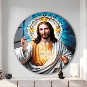 Jesus Tempered Glass Wall Art, Christ Wall Art, Jesus of Nazareth, Stained Glass Art, Glass Printing Wall Art Decor, Religious Wall Art Gift