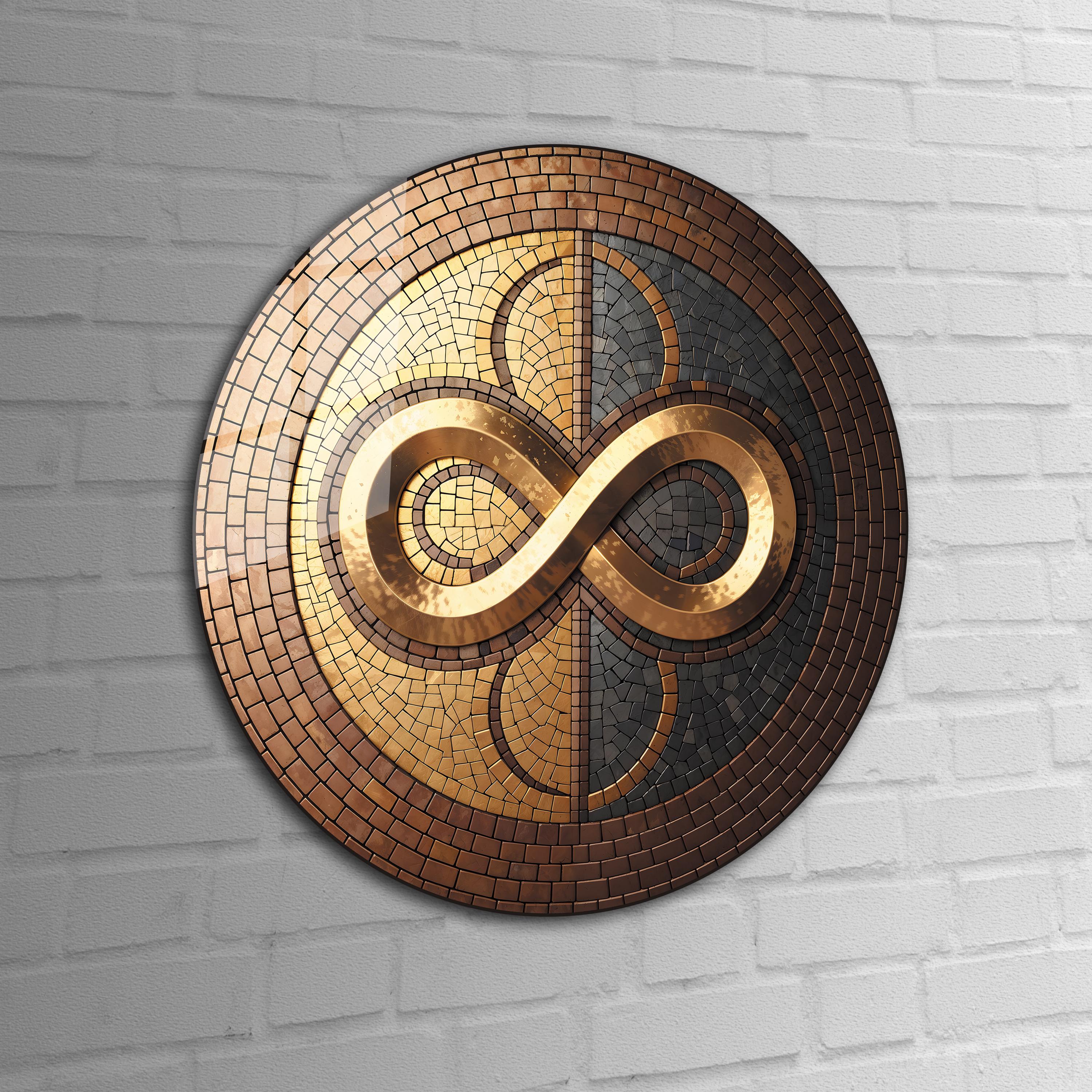 Infinity Symbol Glass Wall Art-round Ancient Mosaic-modern Art-round ...