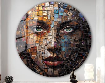 Abstract Face Wall Art, Tempered Glass Wall Art, Glass Printing, Large Glass Wall Art, Wall Hangings, Cubism Wall Art, Modern Glass