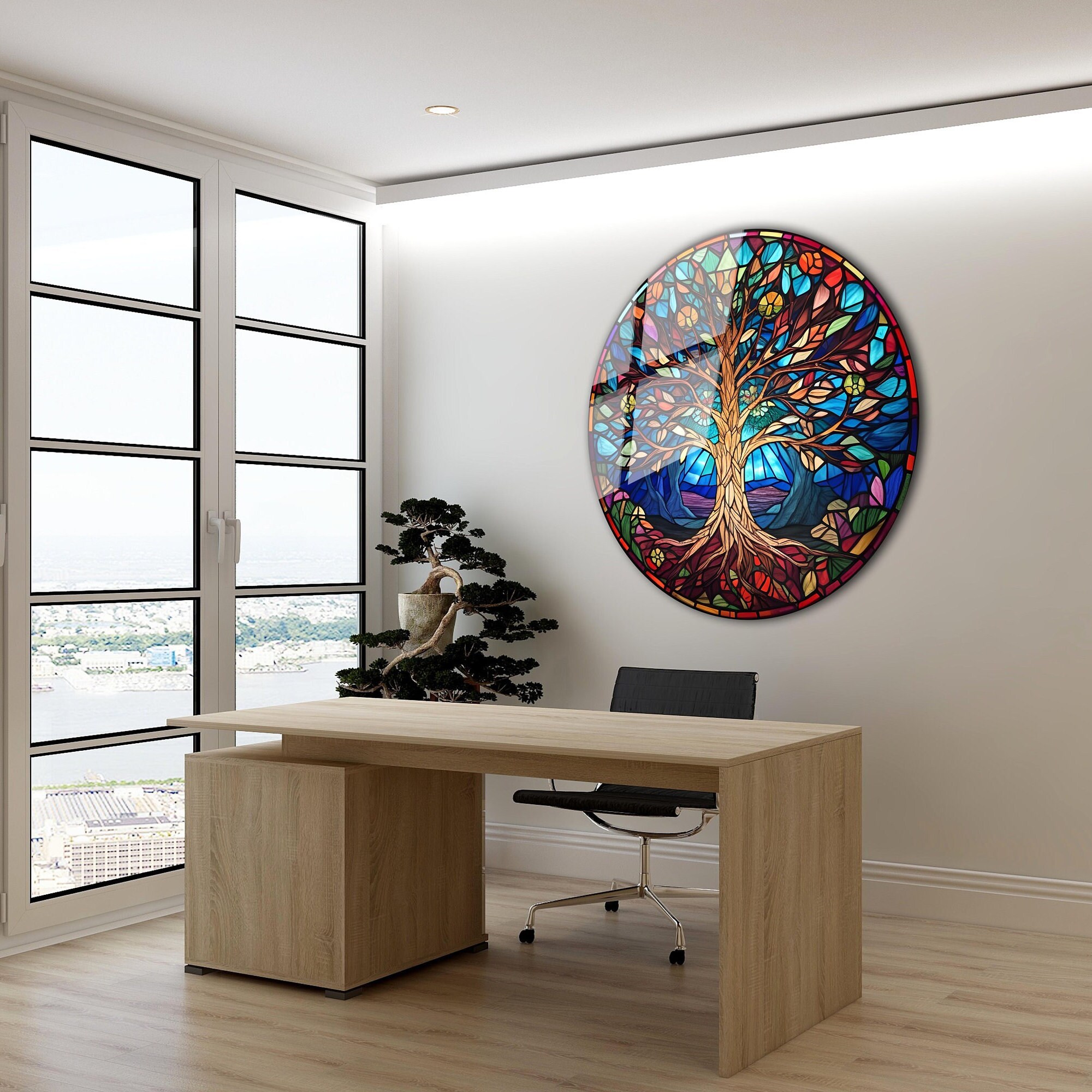 Tree of Life Stained Glass Wall Painting home&office Wall Art Decor ...