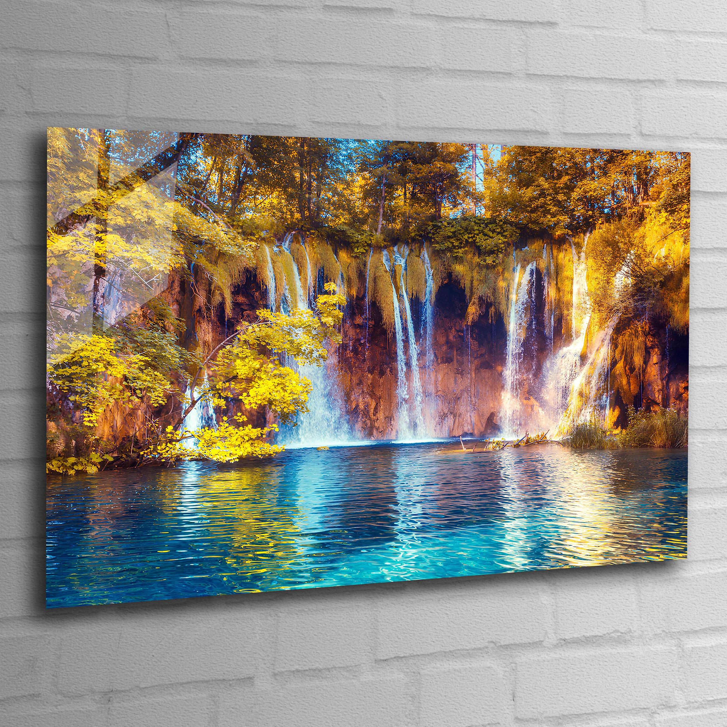 Waterfall Tempered Glass Wall Art, Big Wall Decor, Extra Large Wall Art, Nature wall decor, Tempered Glass art, oversized glass art,