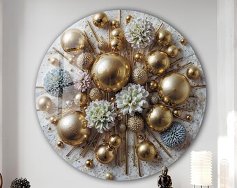 Tempered Glass Abstract Wall Art, Modern Round Decor