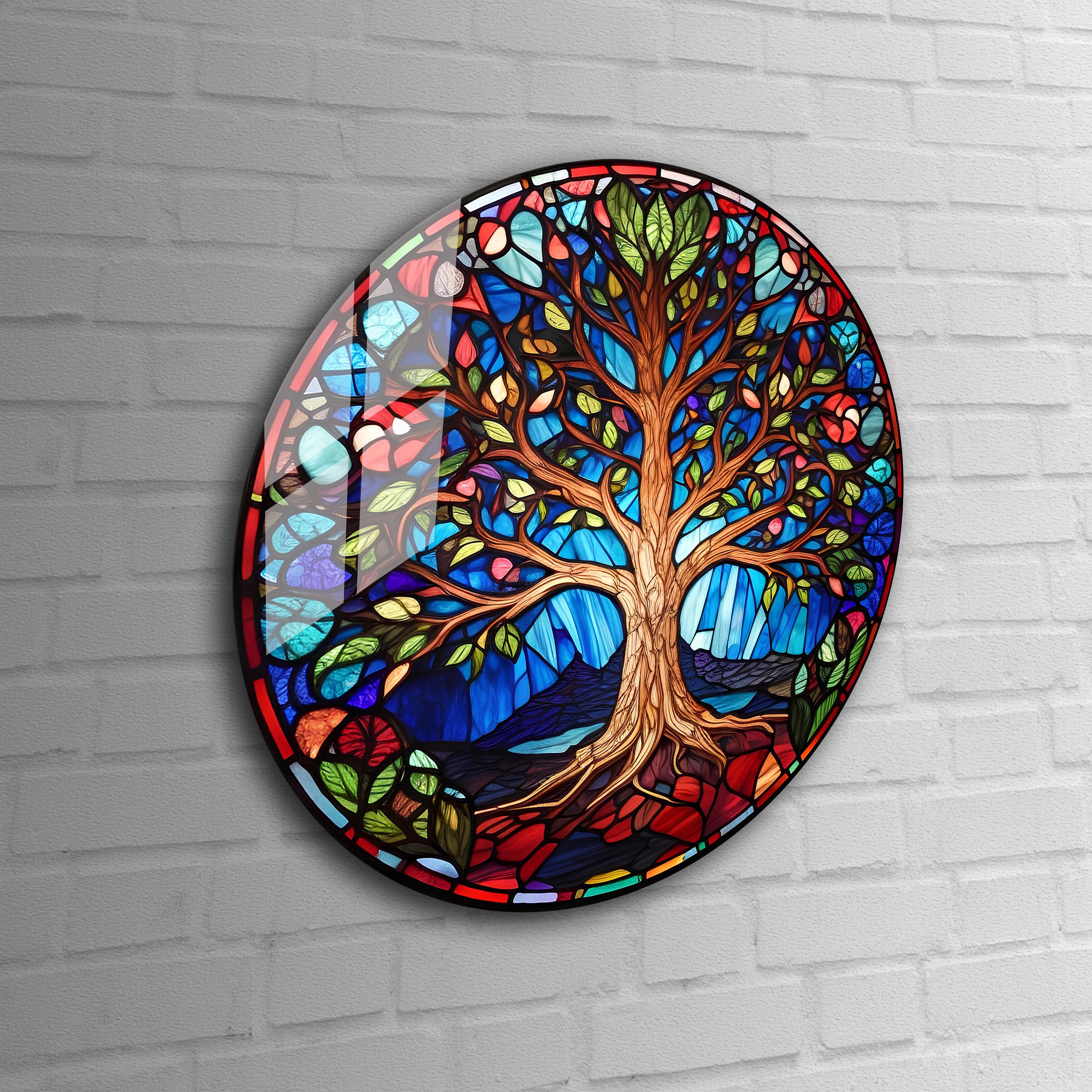Tree of Life Stained Glass Wall Painting -home&office Wall Art Decor ...
