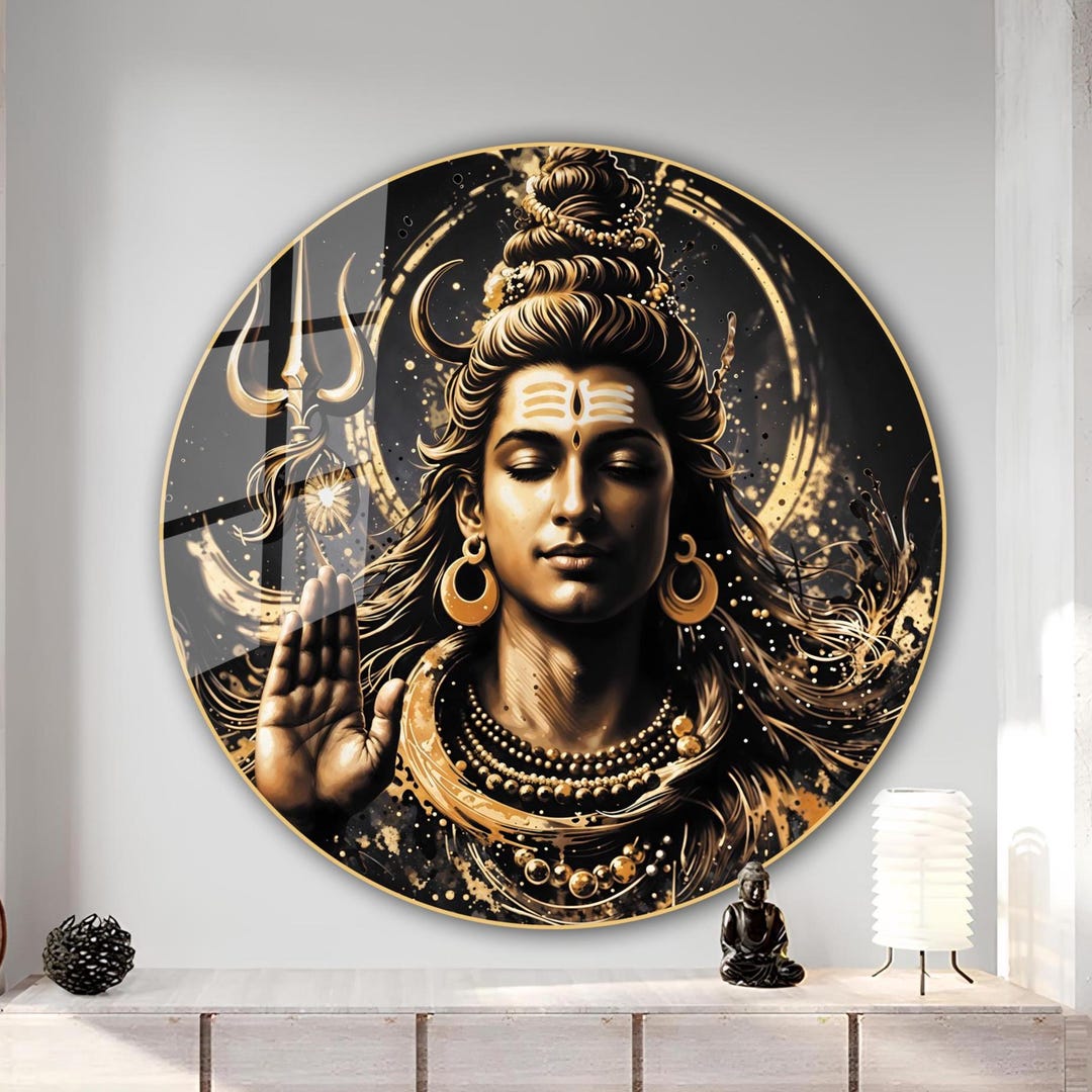 Shiva Hindu God Tempered Glass Wall Art | Abstract Home Decor - Etsy