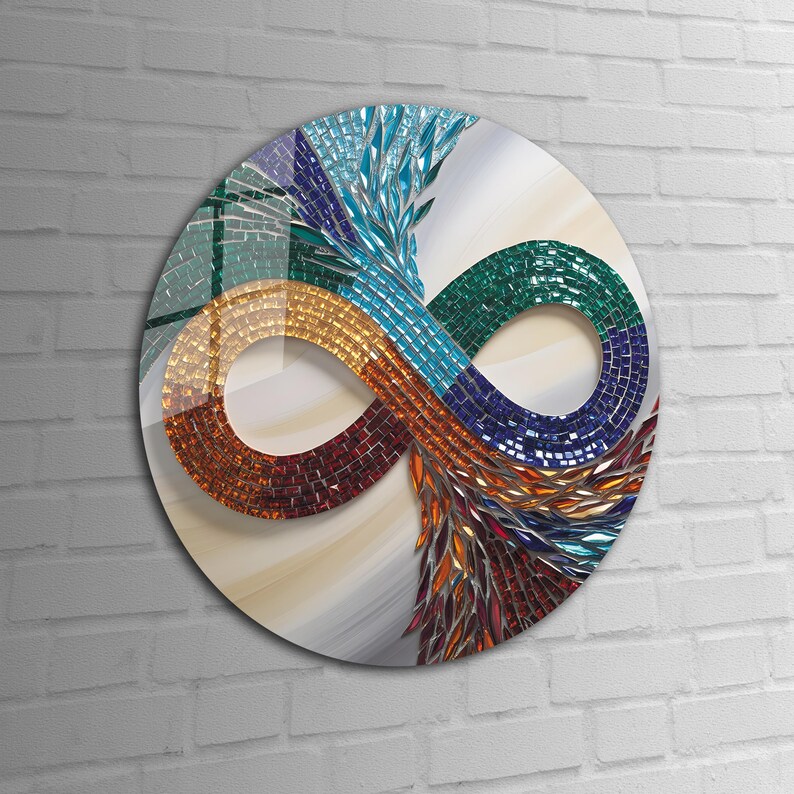 Infinity Symbol Glass Wall Art-round Ancient Mosaic-modern Art-round ...