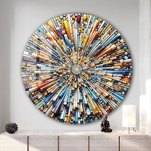 Tempered Glass Wall Art-Stained Round Wall Art Gift-Circle Wall Art-Tempered Glass Art-Glass Wall Decor-Abstract Glass Art-Round Wall Decor