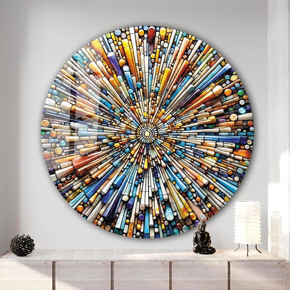 Tempered Glass Wall Art-Stained Look Round Wall Art Gift-Circle Wall Art-Tempered Glass Art-Glass Wall Decor-Abstract Glass-Round Wall Decor