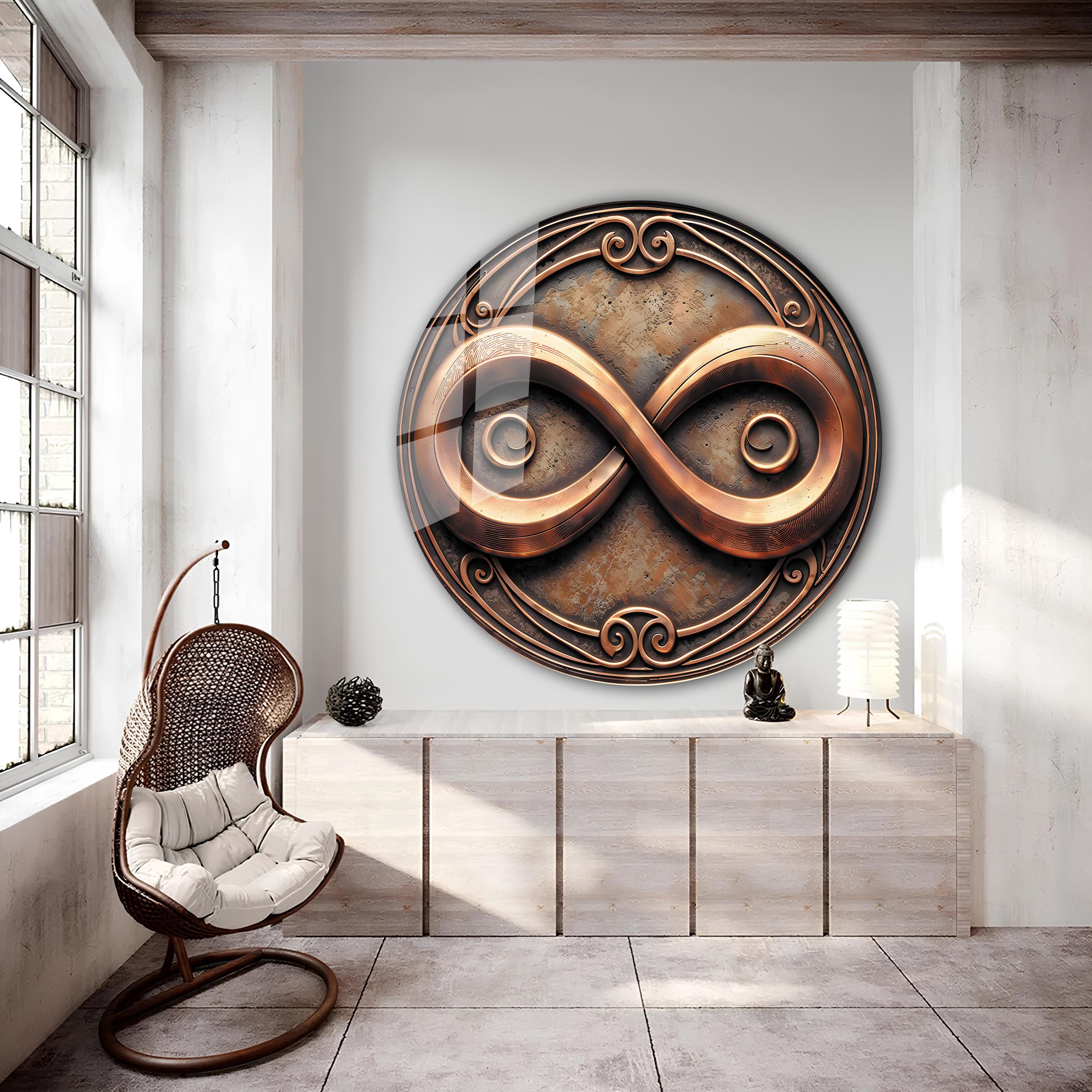 Copper Look Infinity Symbol Glass Wall Art Decor, Abstract Wall ...