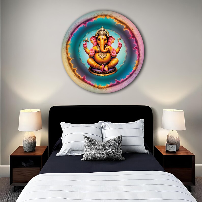 Tempered Glass Wall Art Ganesh Wall Art Round Ganesha Wall Decor Large