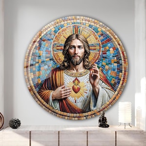 Jesus Tempered Glass Wall Art, Christ Wall Art, Jesus of Nazareth, Stained Glass Art, Glass Printing Wall Art Decor, Religious Wall Art Gift