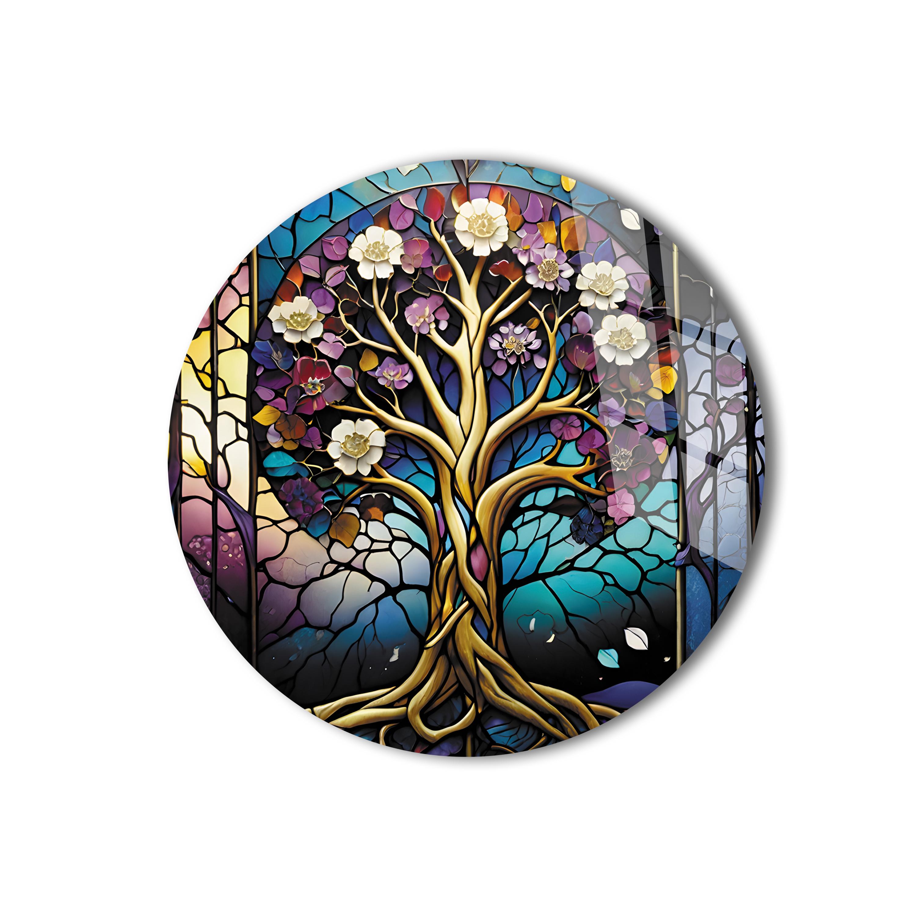 Stained Tree of Life Glass Tempered Glass Wall Art Decor, Stained ...