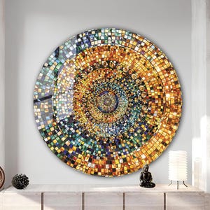 Tempered Glass Wall Art-Stained Round Wall Art Gift-Circle Wall Art-Tempered Glass Art-Glass Wall Decor-Abstract Glass Art-Round Wall Decor