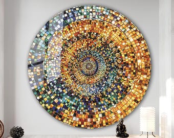 Tempered Glass Wall Art-Stained Round Wall Art Gift-Circle Wall Art-Tempered Glass Art-Glass Wall Decor-Abstract Glass Art-Round Wall Decor