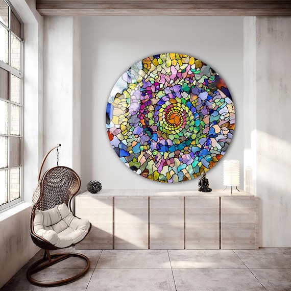HOTIYOK Large Landscape Painting Acrylic Window Hangings Stained Window