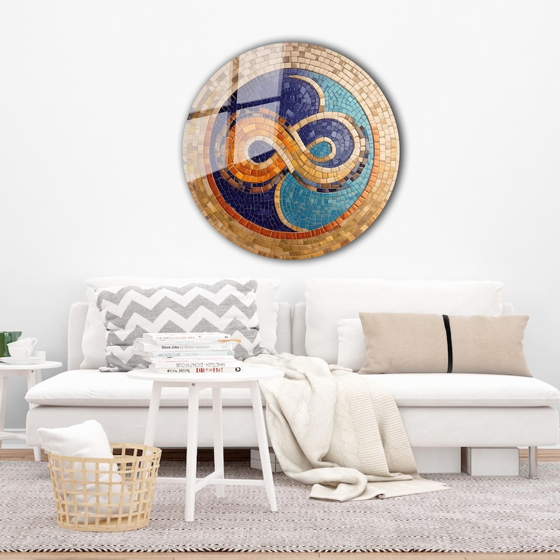Infinity Symbol Glass Wall Art-round Ancient Mosaic-modern Art-round ...