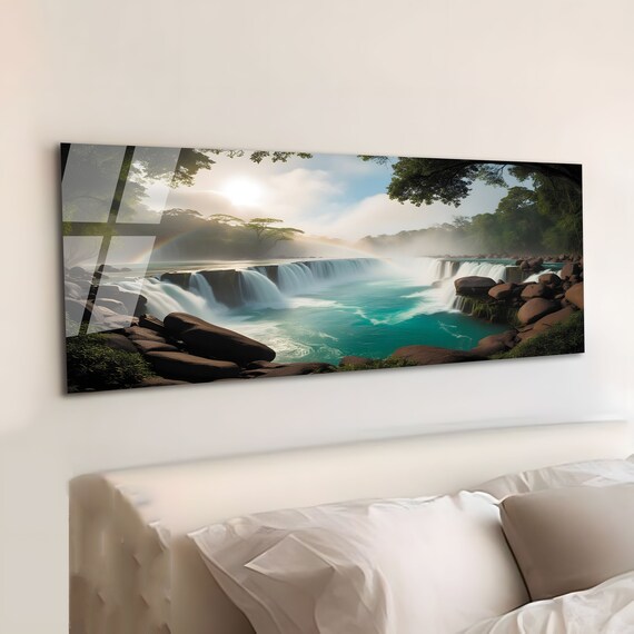 Waterfall Wall Art, Tempered Glass Wall Art, Glass Printing, Large Glass Wall Art, Modern Glass Art, Wall Hangings, Landscape Wall Art