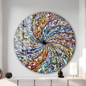Tempered Glass Wall Art-Stained Round Wall Art Gift-Circle Wall Art-Tempered Glass Art-Glass Wall Decor-Abstract Glass Art-Round Wall Decor