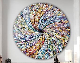 Tempered Glass Wall Art-Stained Round Wall Art Gift-Circle Wall Art-Tempered Glass Art-Glass Wall Decor-Abstract Glass Art-Round Wall Decor