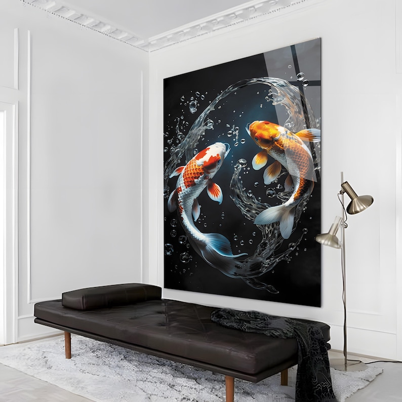 Koi Fish Glass Wall Art, Tempered Glass, Glass Printing, Japanese Koi ...