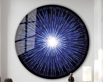 Tempered Glass Abstract Wall Art, Modern Round Decor